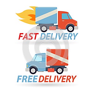 Fast Free Delivery Symbol Shipping Truck Icon