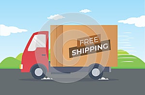 Fast and free shipping delivery truck.