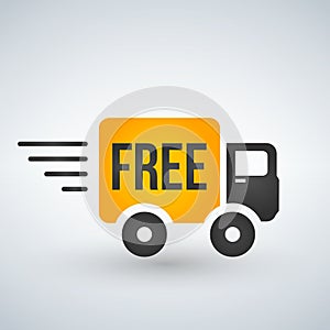 Fast and free shipping delivery truck flat icon for apps and websites.