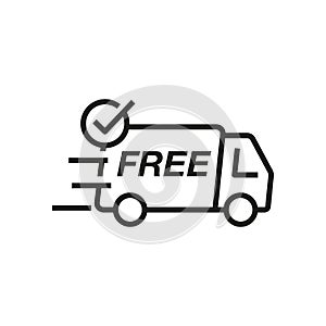 Fast & free shipping delivery truck flat vector icon