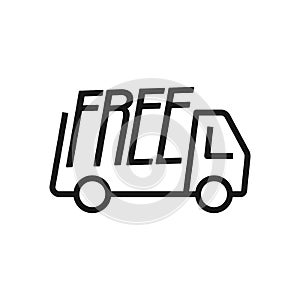 Fast & free shipping delivery truck flat vector icon