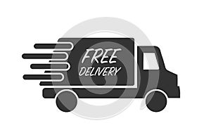Fast and free shipping delivery truck. Free delivery concept