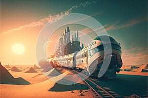 Fast futuristic train. The future of travel no more delays, created with Generative AI technology
