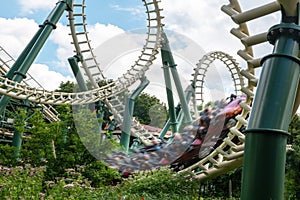 Fast and gigantic roller coaster at Efteling theme park