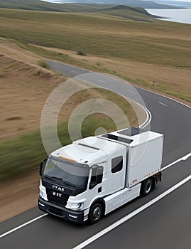 fast going Truck on the road with motion blur effect Transportation concept, generative ai