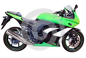 Fast green motorcycle