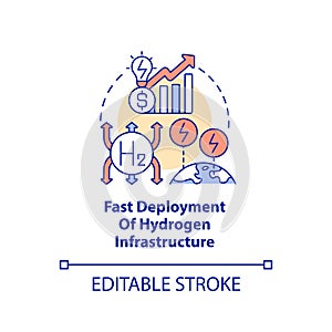 Fast hydrogen infrastructure deployment concept icon