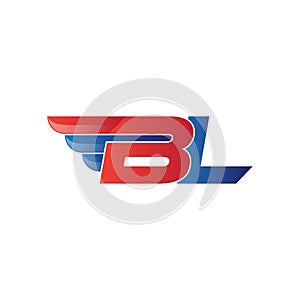 Fast initial letter BL logo vector wing