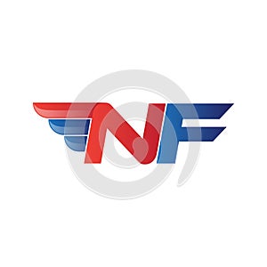 Fast initial letter NF logo vector wing photo