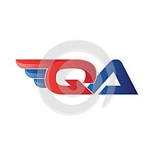 Fast initial letter QA logo vector wing