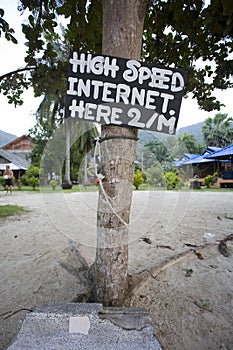 Fast internet sign on beach