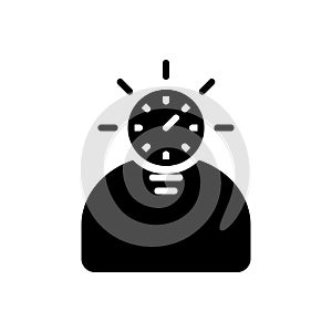 Black solid icon for Fast learner, astute and keen