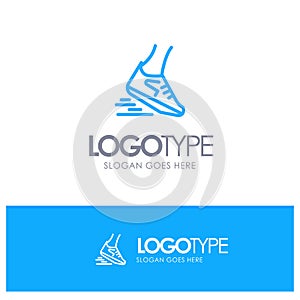 Fast, Leg, Run, Runner, Running Blue outLine Logo with place for tagline