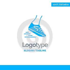 Fast, Leg, Run, Runner, Running Blue Solid Logo Template. Place for Tagline