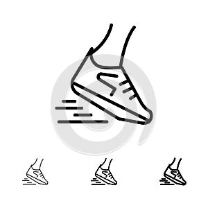 Fast, Leg, Run, Runner, Running Bold and thin black line icon set