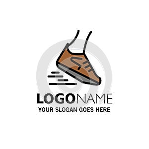 Fast, Leg, Run, Runner, Running Business Logo Template. Flat Color