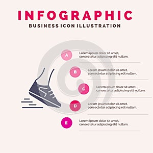 Fast, Leg, Run, Runner, Running Solid Icon Infographics 5 Steps Presentation Background