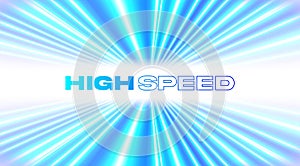 Fast lines. Blue and white high speed lines background. Dynamic motion light trails. Vector Illustration.