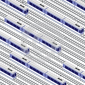 Fast modern high-speed train. Vector flat 3d isometric illustration