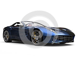 Fast modern sports car with two tone metallic paint - blue and black