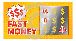 Fast money chance game. Lottery ticket template