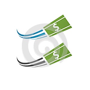 fast money logo pay icon vector of cash and digital symbol logotype design