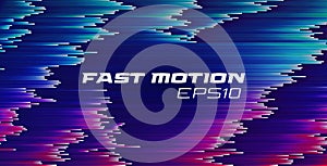Fast motion vector background. Line move gradient. Dynamic data particle trail