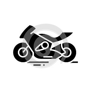 Fast motobike black icon, concept illustration, vector flat symbol, glyph sign. photo
