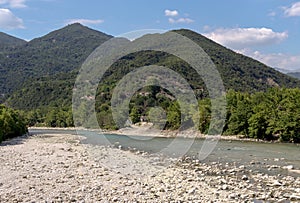 Fast, mountain river on a summer day Greece, mountains Pindos,