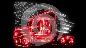 Fast Moving American Truck. Cartoon laser animation