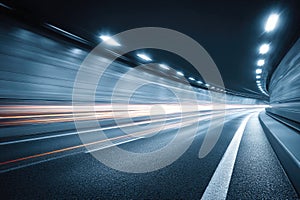 Night Drive Through Tunnel