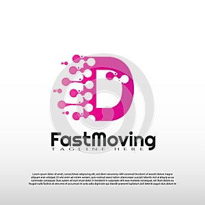 Fast Moving logo with initial D letter concept. Movement sign. Technology business and digital icon -vector