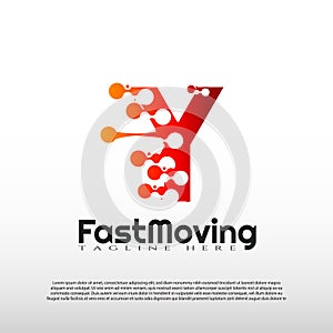 Fast Moving logo with initial Y letter concept. Movement sign. Technology business and digital icon -vector