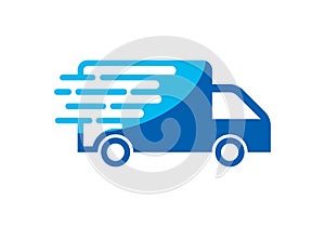 Fast moving shipping delivery truck vector icon for transportation apps and websites