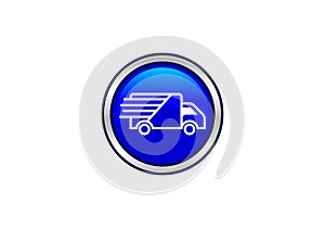 Fast moving shipping delivery truck vector icon for transportation apps and websites