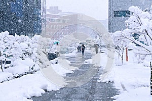 A fast-moving snowstorm arrived in the Korea area.