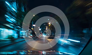 Fast moving traffic light trails at night in bangkok, Blur