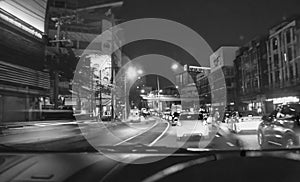 Fast moving traffic light trails at night in bangkok, Blur