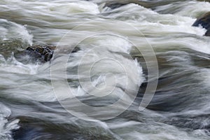 Fast moving water in creek rapids