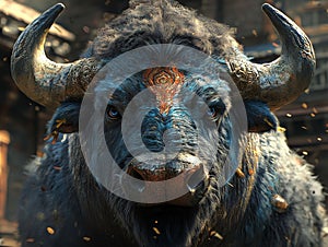 Fast-Paced Buffalo in Motion Blur photo