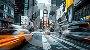 Fast-paced city movement during peak rush hour time.