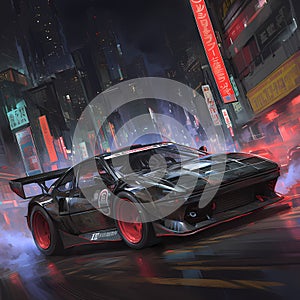 Fast-Paced Thrills: Racing Car on Urban Streets