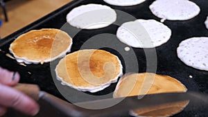 Fast Pancake Flipping on the Griddle in Slo-Mo