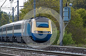 Fast passenger train in motion