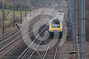 Fast passenger train in motion