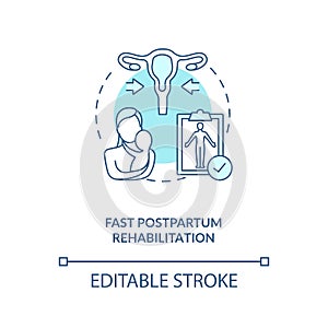 Fast postpartum rehabilitation concept icon