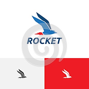 Fast Quick Rocket Seagull Bird Fly Transportation Delivery Logo