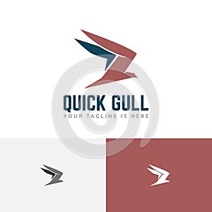 Fast Quick Seagull Bird Fly Transportation Delivery Travel Logo