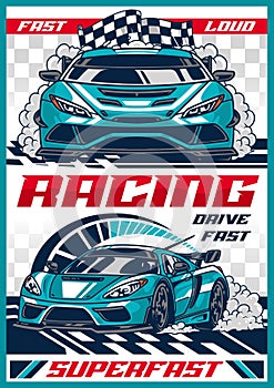 Fast racing colorful vintage sticker