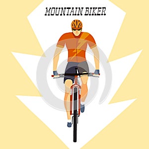 Fast racing mountain cyclist